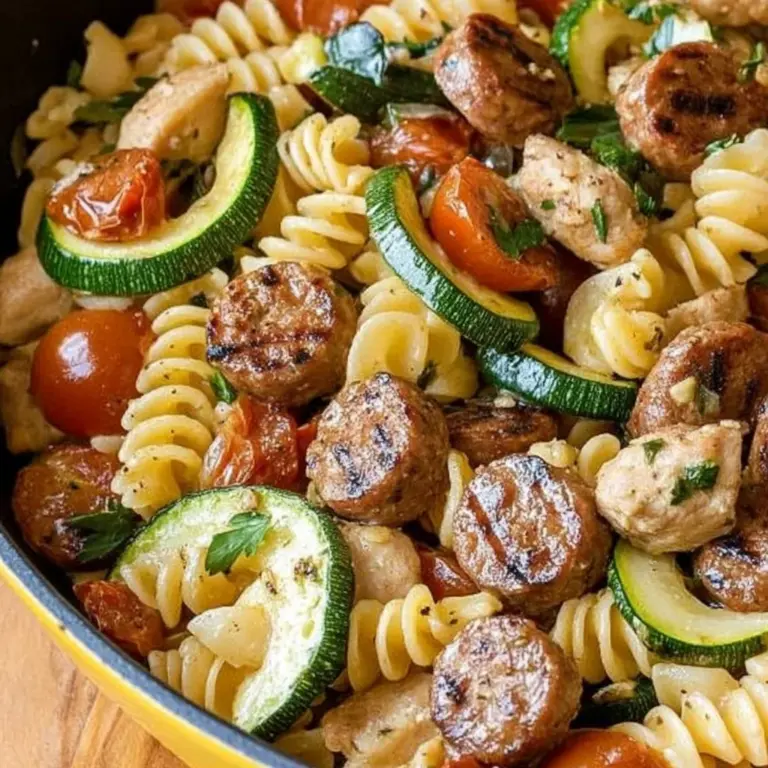 Chicken Sausages with Zucchini, Tomatoes, and Pasta – Flavorful One-Pot Dinner
