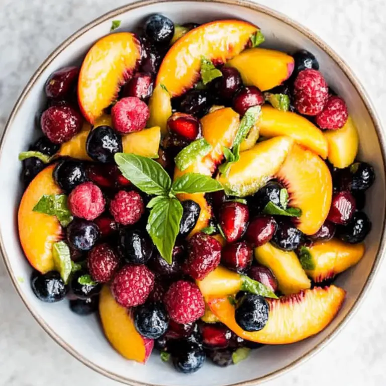 Honey Lime Basil Peach Fruit Salad