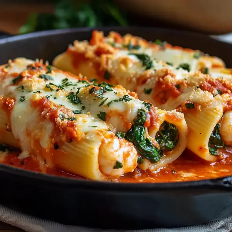 Shrimp and Spinach Stuffed Pasta Rolls with Roasted Red Pepper Cream