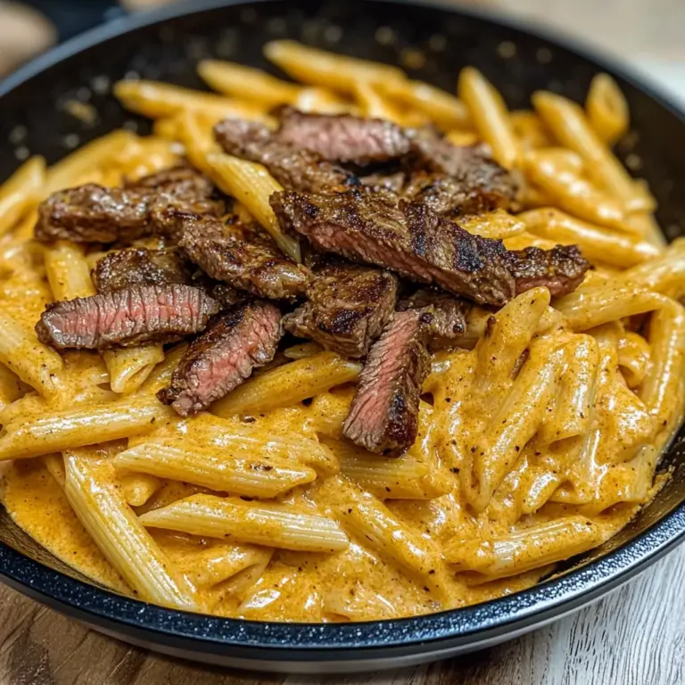 Creamy Cajun Steak & Cheddar Penne Skillet