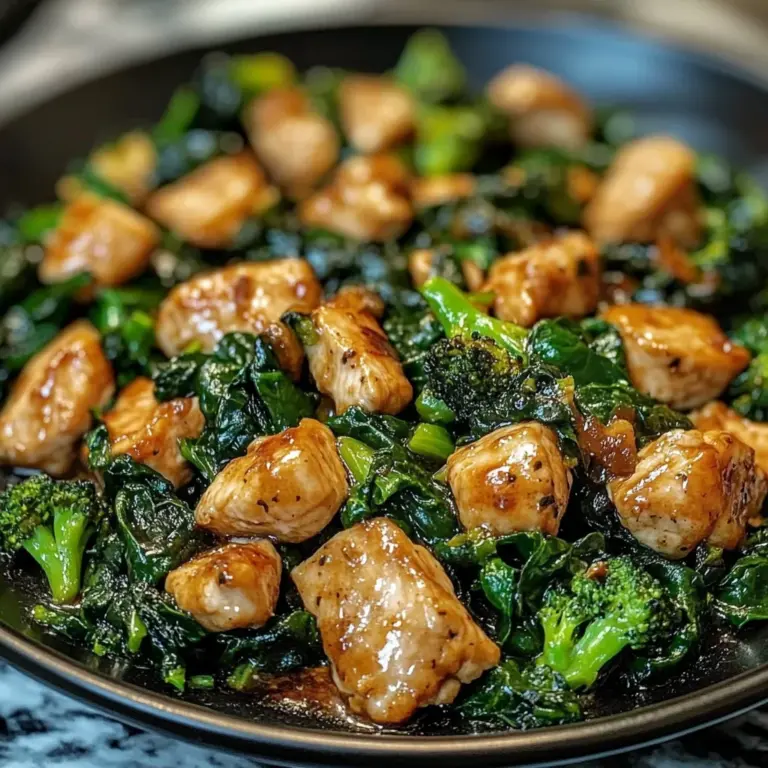Garlic Chicken Spinach with Broccoli