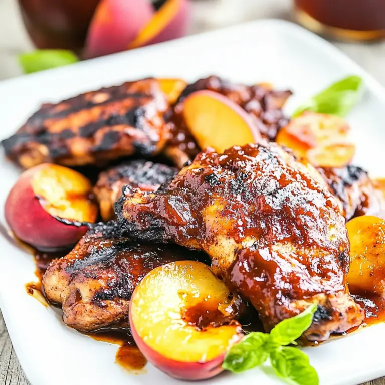 Grilled Bourbon Peach BBQ Chicken