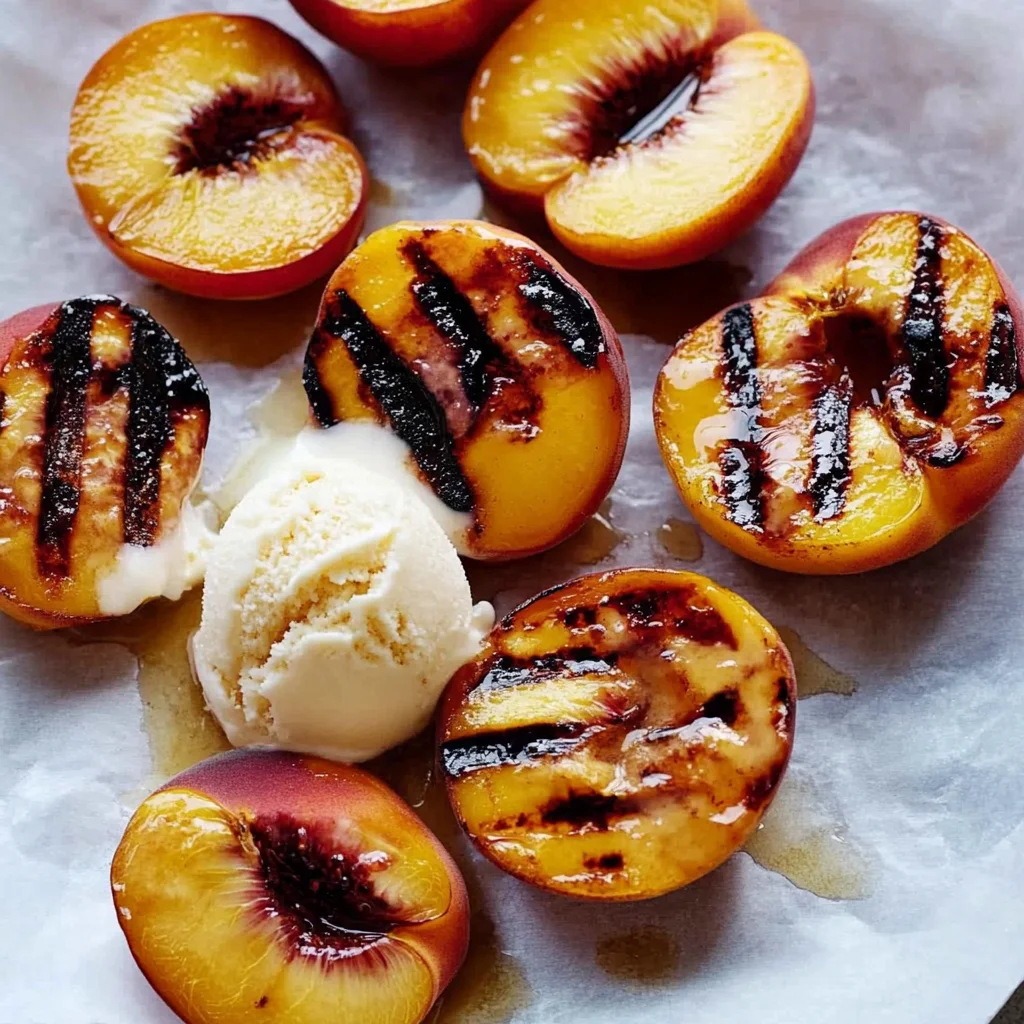 Grilled Peaches with Vanilla Ice Cream