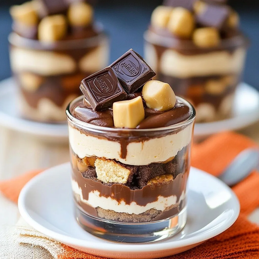 Mini Reese's Chocolate Peanut Butter Cheesecake Trifles