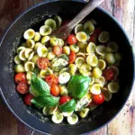 Orecchiette with Cherry Tomatoes, Mozzarella & Basil Pesto