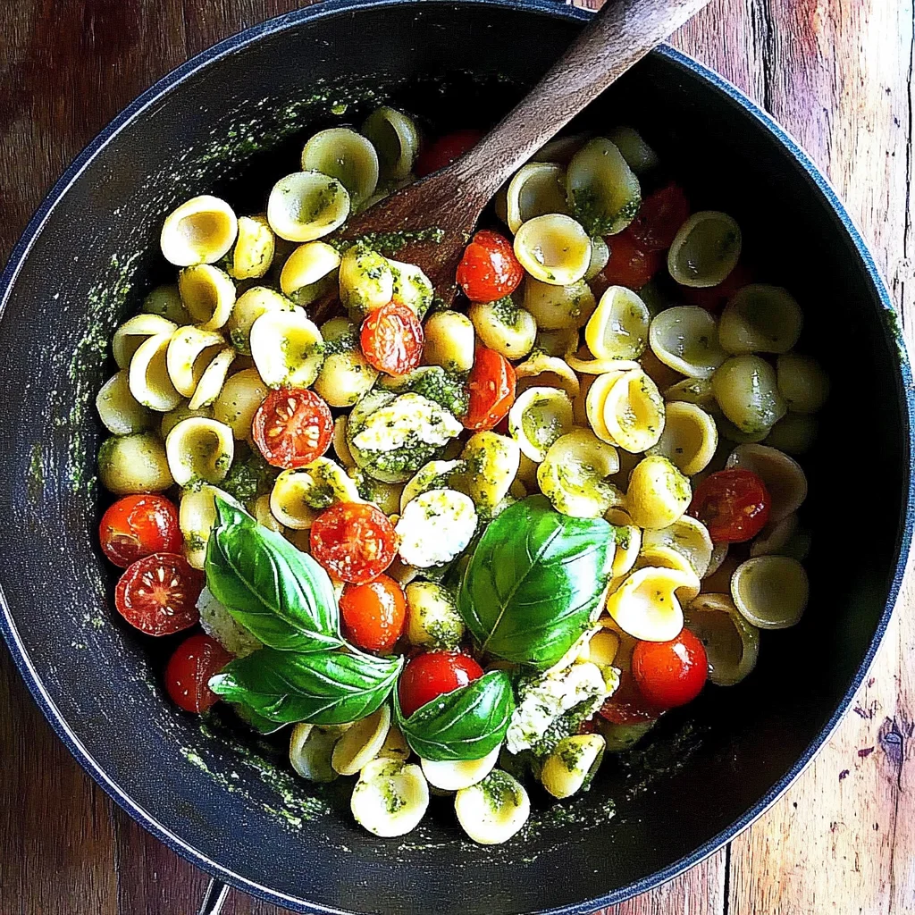 Orecchiette with Cherry Tomatoes, Mozzarella & Basil Pesto