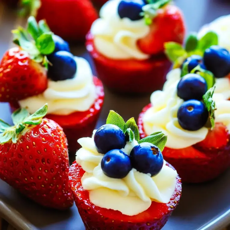 Red, White, and Blue Cheesecake Strawberries