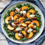 Summer Kale Salad with Peaches and Candied Pecans