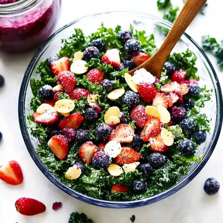 Triple Berry Kale Salad with Creamy Strawberry Poppyseed Dressing