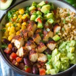 Grilled Chicken Burrito Bowls with Avocado Salsa