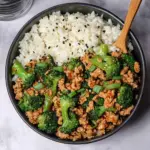 Honey Sriracha Ground Chicken and Broccoli