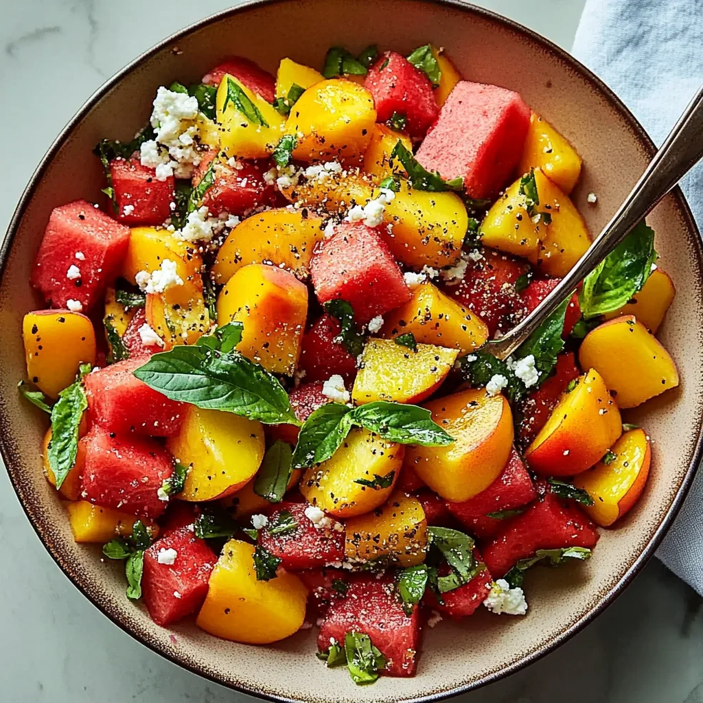 Refreshing and Juicy Watermelon Peach Salad for Hot Summer Days