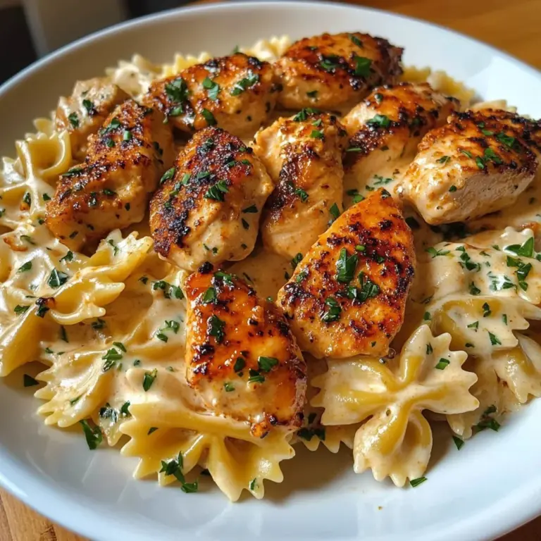 Cheesy Garlic Cajun Chicken Bowtie Pasta