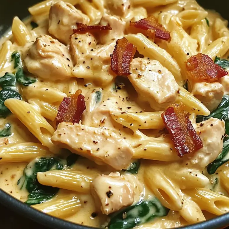 Creamy Chicken Pasta with Bacon and Spinach