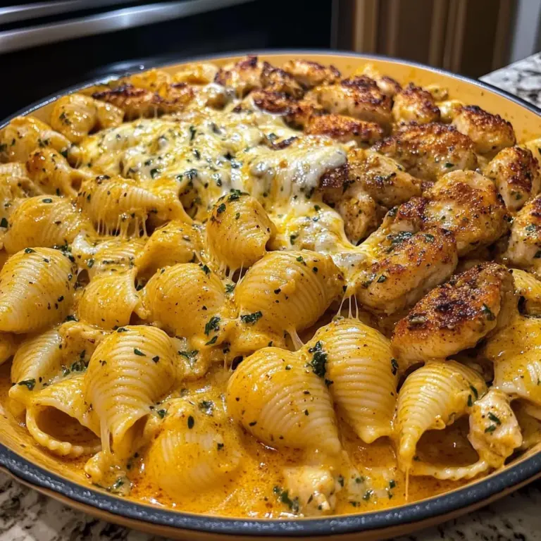 Garlic Cajun Chicken Shells in Velveeta Cream Sauce