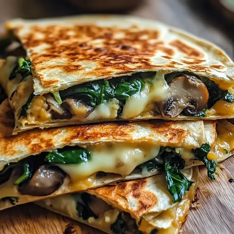 Baked Spinach Mushroom Quesadillas