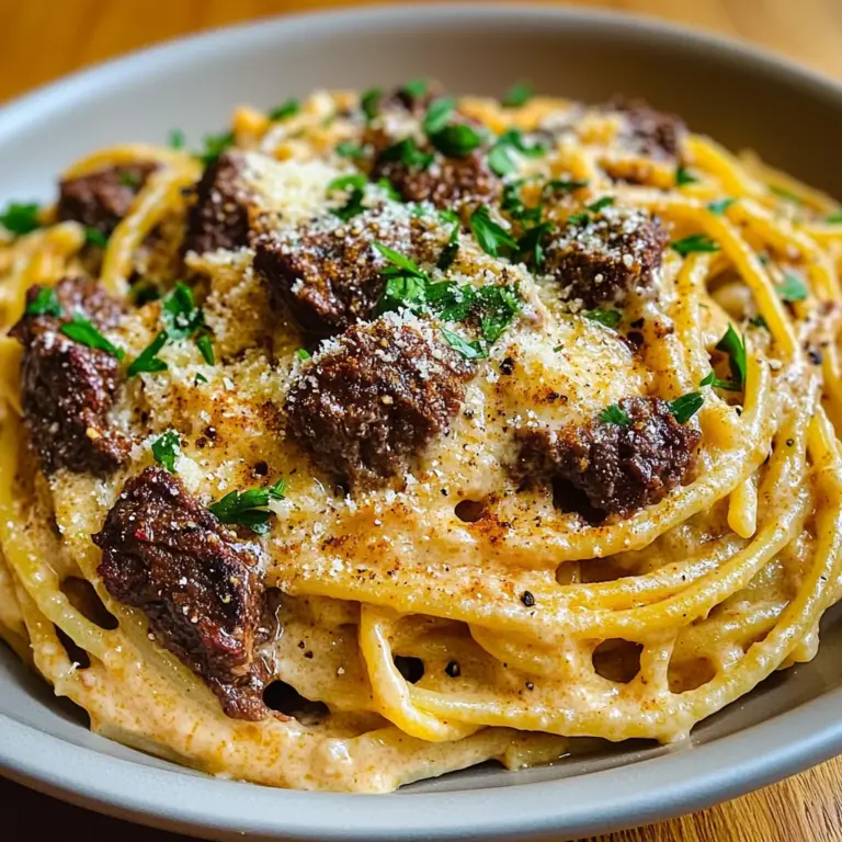 Cajun Beef Spaghetti in Creamy Three-Cheese Parmesan Sauce
