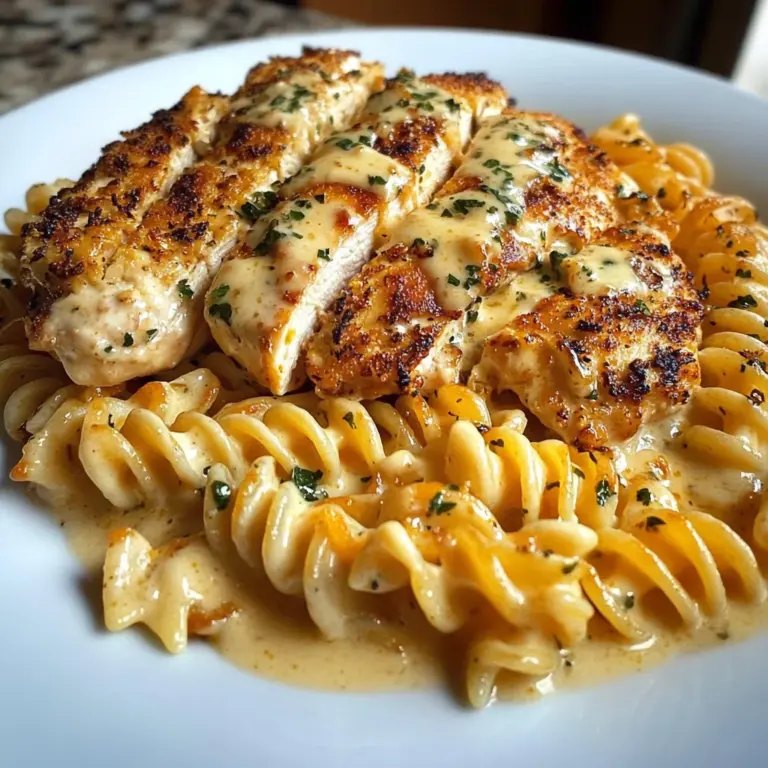 Cheesy Garlic Chicken with Twisted Pasta in Velveeta Cream Sauce