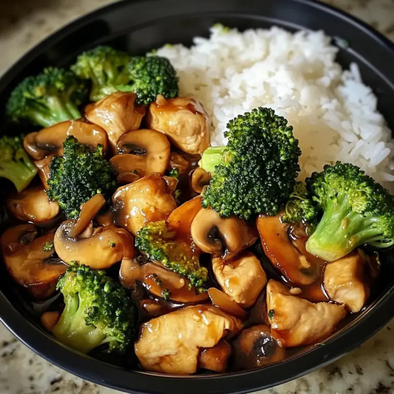 Chicken, Broccoli & Mushroom Stir-Fry with Steamed Rice