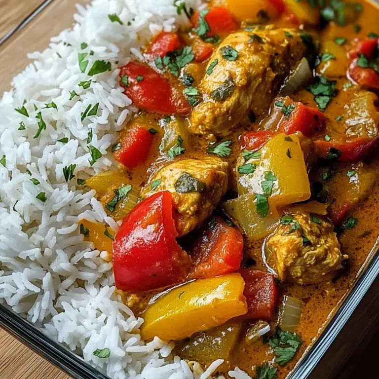 Chicken Curry with Bell Peppers & Fluffy Rice