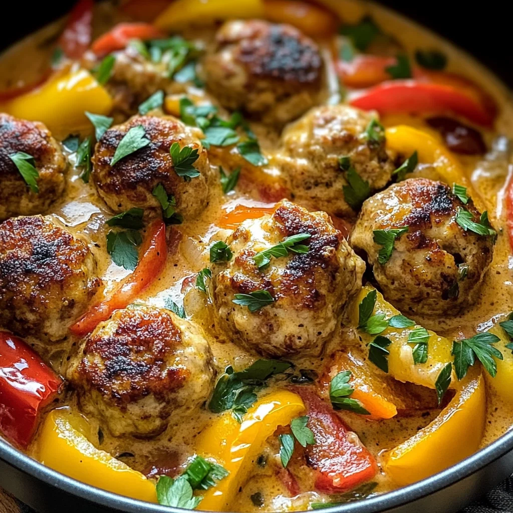 Creamy Bell Pepper Chicken Meatballs