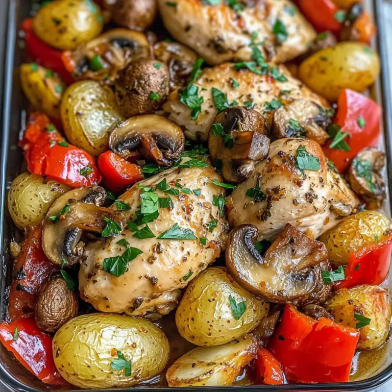 Garlic Herb Chicken with Mushrooms & Roasted Potatoes