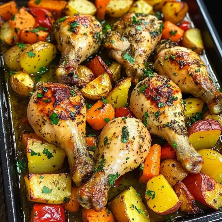 Herb-Roasted Chicken Drumsticks with Baked Mixed Veggies