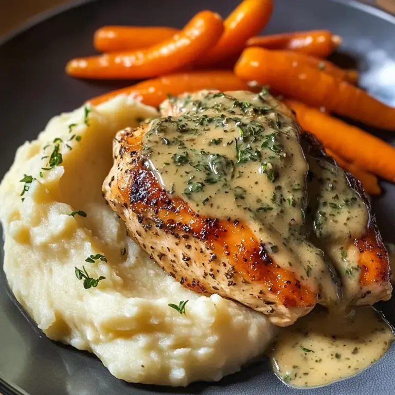 Herb Cream Chicken with Mashed Potatoes & Glazed Carrots