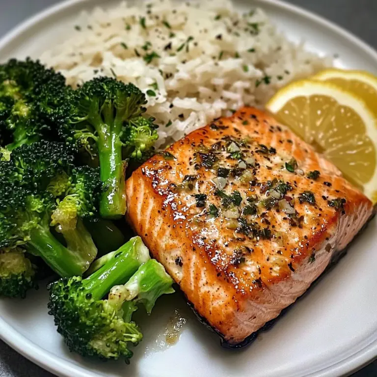 Lemon-Garlic Salmon with Broccoli & Herbed Rice