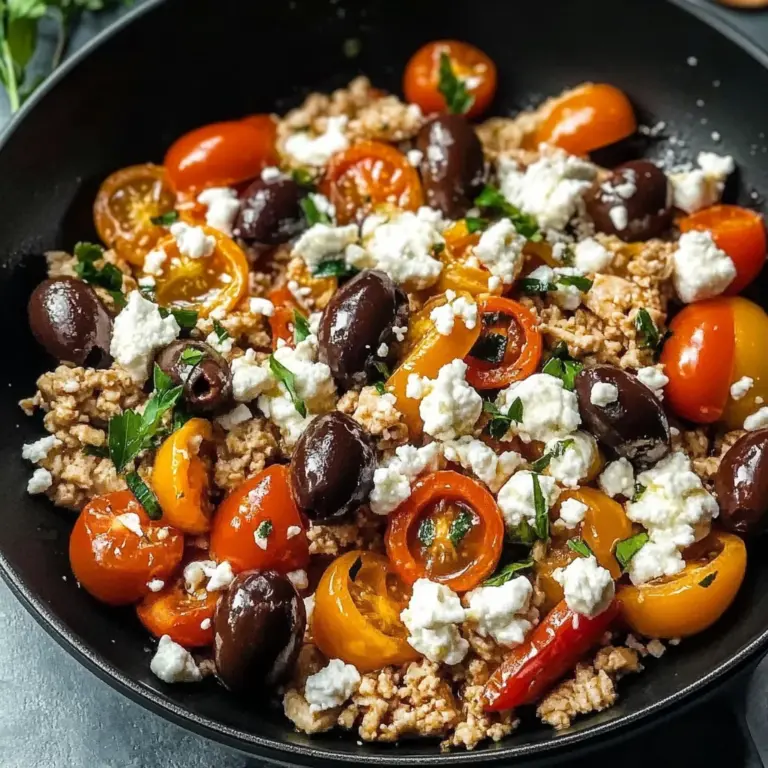 Mediterranean Keto Ground Chicken Skillet with Olives and Feta