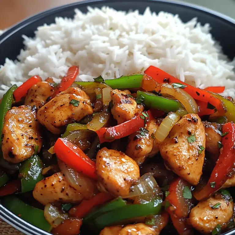 Pepper Chicken Stir-Fry with Fluffy Rice