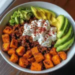 Spicy Sweet Potato Power Bowl with Avocado & Cottage Cheese