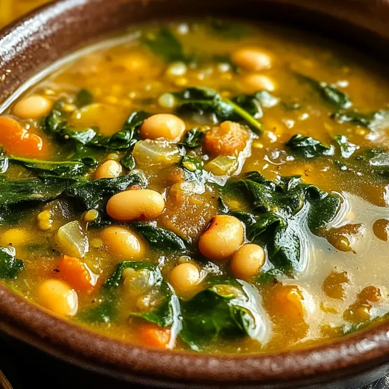 Spinach, Lentil, and Butter Bean Soup