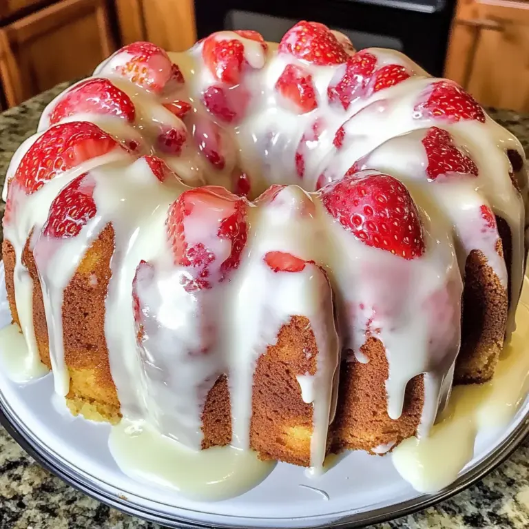 Strawberry Cream Cheese Pound Cake with White Glaze