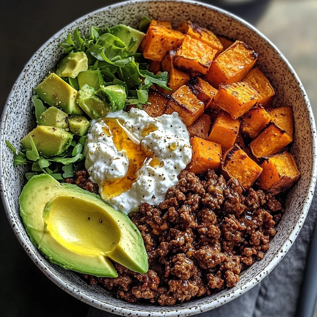 Sweet Potato, Beef & Avocado Protein Bowl