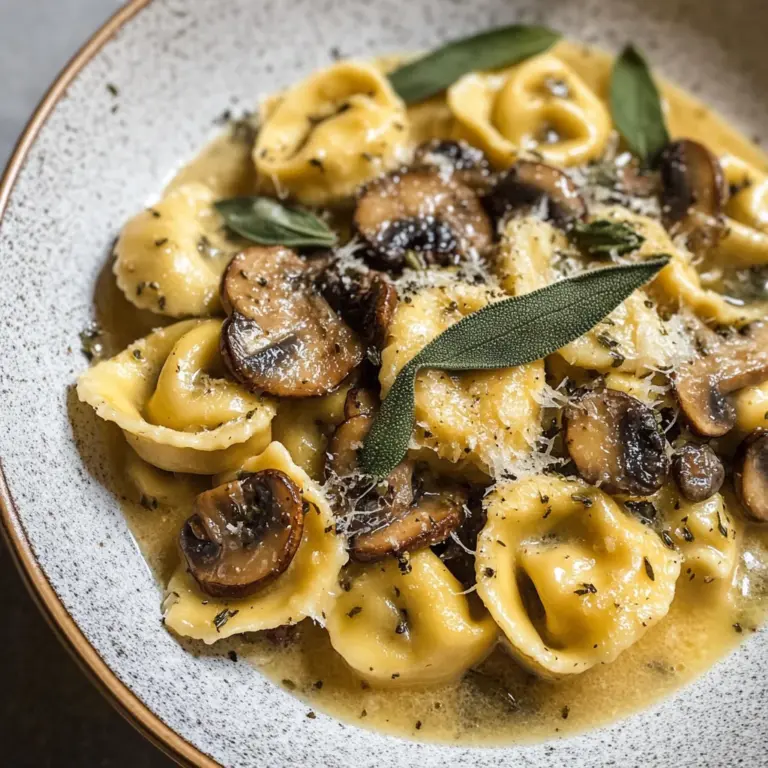 Cheese Tortellini with Butter, Mushrooms, and Crispy Sage