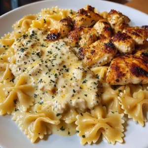 Cheesy Garlic Chicken Bowtie Pasta Recipe