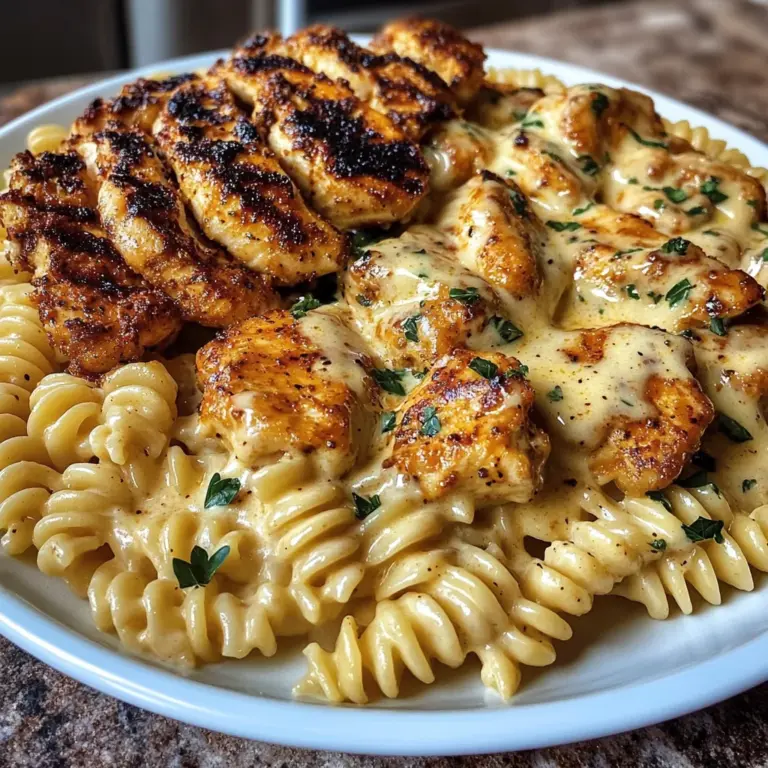 Creamy Alfredo Chicken Rotini with Cajun Butter Drizzle
