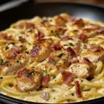 Creamy Chicken Carbonara Skillet