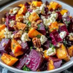 Creamy Roasted Beet Salad with Sweet Potato & Feta