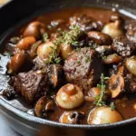 French Beef Bourguignon with Wine-Braised Mushrooms and Pearl Onions