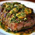 Herb-Crusted Slow-Cooked Lamb with Fresh Mint and Lemon Zest Gremolata