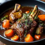 Red Wine Braised Lamb Shank with Carrots & Herbs