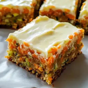 Spiced Ginger Carrot and Zucchini Bars with Lemon Cream Cheese Frosting