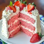 Strawberry Cake with Whipped Cream Cheese Frosting