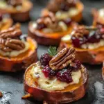 Sweet Potato Rounds with Brie, Cranberry & Pecans