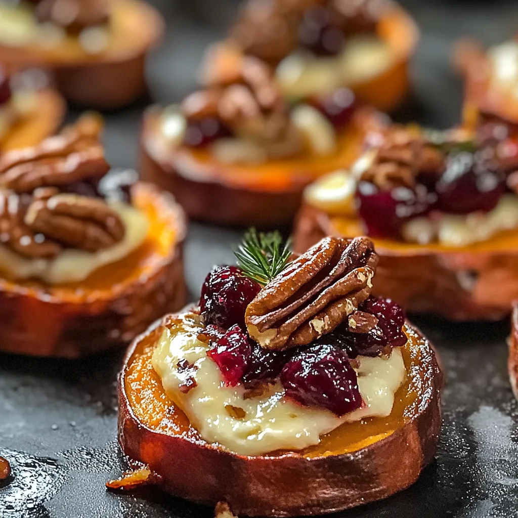 Sweet Potato Rounds with Brie, Cranberry & Pecans