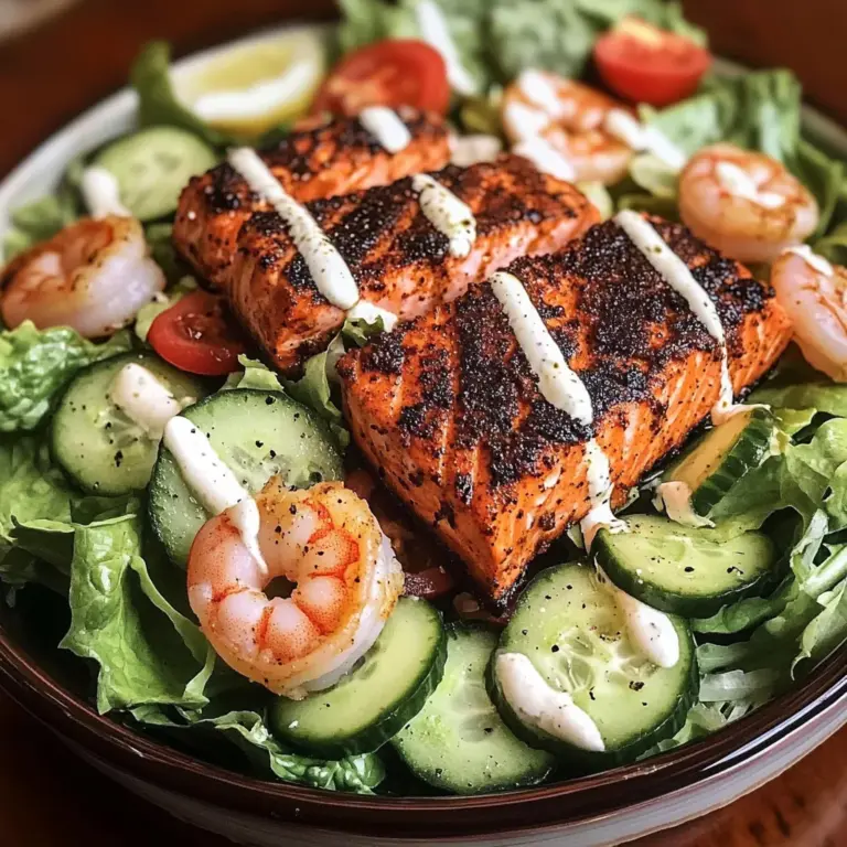 Blackened Salmon & Shrimp Salad