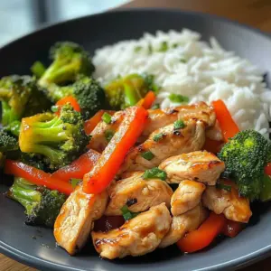 Chicken Stir-Fry with Steamed Broccoli & Fluffy Rice