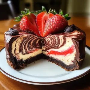 Chocolate Strawberry Swirl Cheesecake